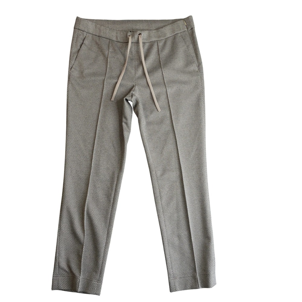 Akris Punto Womens Pants 4‎ Beige Textured Knit Drawstring Straight Leg Minimal
